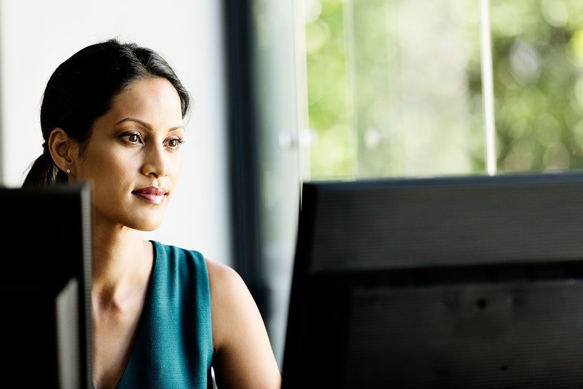 Girl Working at a Computer